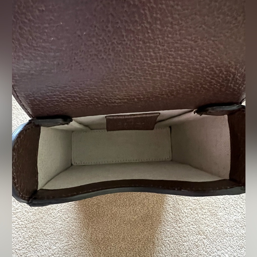 Gucci Jumbo GG Mini Messenger Phone Bag in Logo Canvas Camel Ebony - Picture 9 of 13